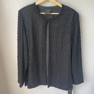 NWT Cote d Azur Evening Formal Silk Beaded Long Sleeve Formal Women’s Size Large